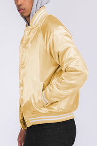 Satin Hooded Varsity Jacket